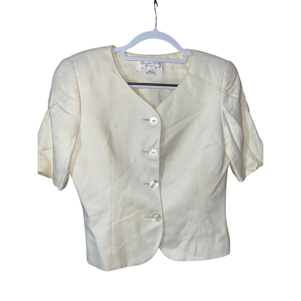 075 Vintage Christian Dior The Suit Ivory Wool Jacket USA Made Women’s 6 - Picture 1 of 10